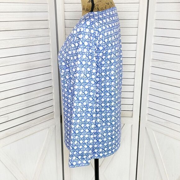 Vineyard Vines Basket Print Simple Boatneck Tee Shirt UPF50 Blue White Small - Picture 2 of 12